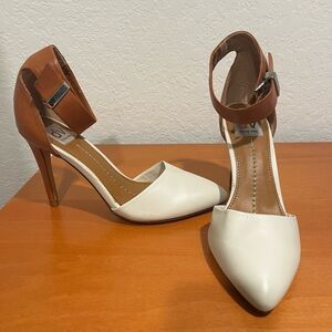 DV by Dolce Vita Brown and White Heels with Ankle Straps